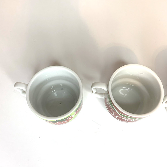 Nevco Japan Stackable Coffee Mugs Set Of 4 1960s MCM Fruit Floral - Picture 11 of 14